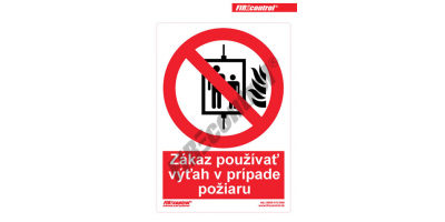 Hasičské značky, požiarne označenia - Zákaz používať výťah - piktogram Zákaz používať výťah - piktogram