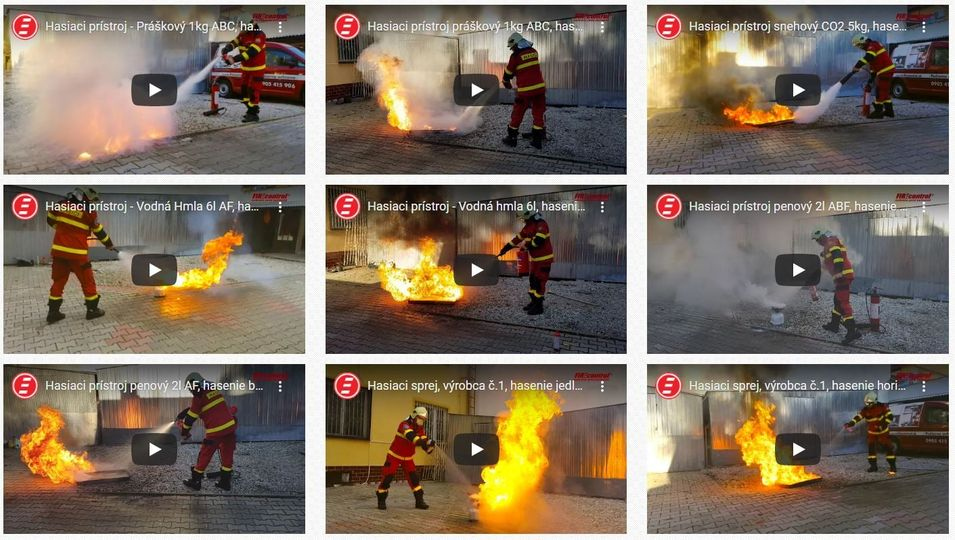 FIRECONTROL - testy hasiacich prístrojov - youtube kanál